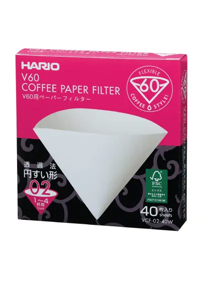 Hario V60 Filtro Papel 02 Blanqueado (40 Uds)